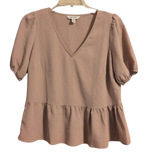 Nine West Pink Pumplo Shirt Size PS (Petite Small) Cute & Flirty Top - Picture 2 of 4